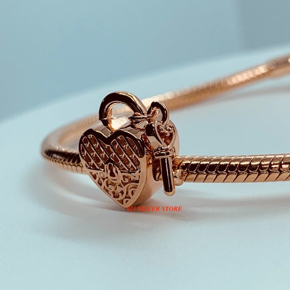 New Pandora Rose Gold Love You Lock Charm 787655 - Picture 5 of 8